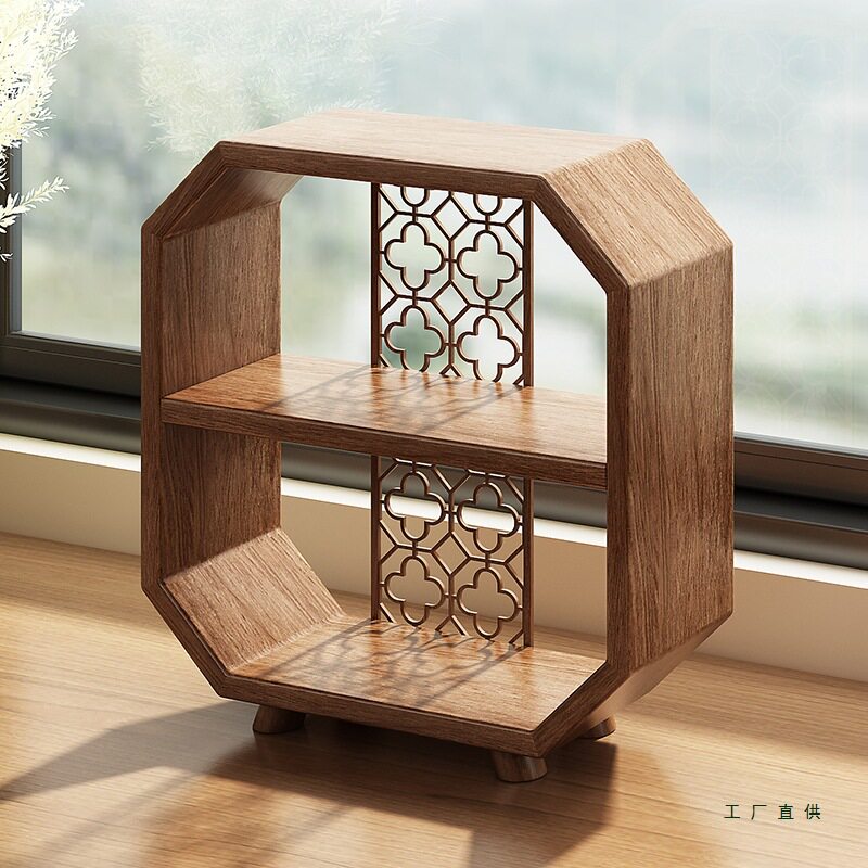 新中式博古架实木小型桌面茶室茶具水杯收纳化妆品摆件储物展示架