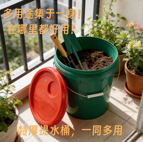 特厚塑料手提式冰桶幼儿园水桶厨房餐厅垃圾桶家用带盖塑料桶油桶