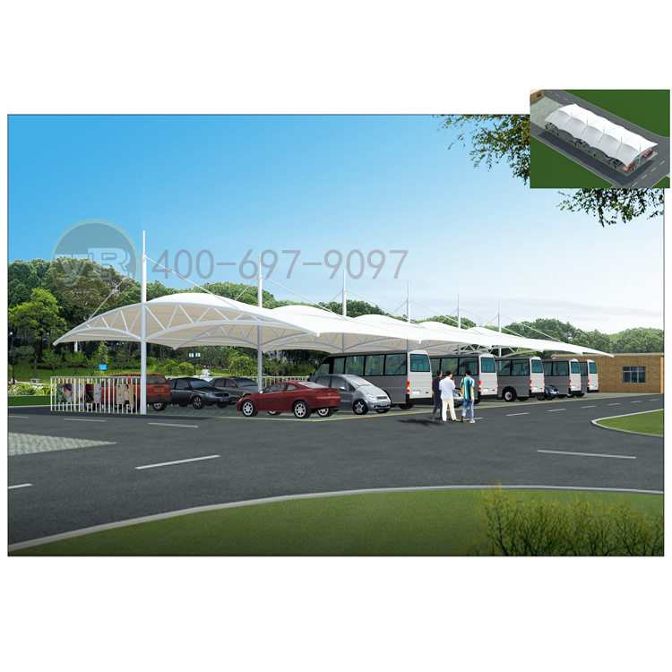 夏季耐高温膜结构停车遮阳棚施工高速公路服务区膜结构汽车隔热棚