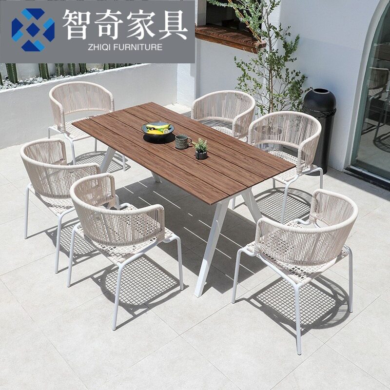 户外桌椅庭院别墅阳台藤椅酒店露台花园休闲椅白色咖啡厅外摆组合