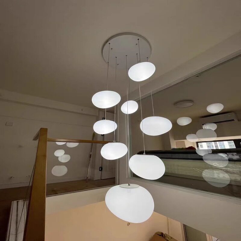 意大利创意鹅卵石吊灯LOFT挑高客厅复式楼梯床头餐厅鹅蛋灯具包邮