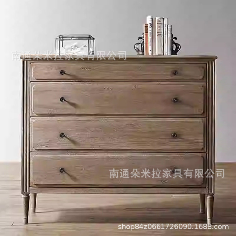 美国RH原单法式乡村复古实木儿童斗柜美式橡木抽屉储物收纳柜