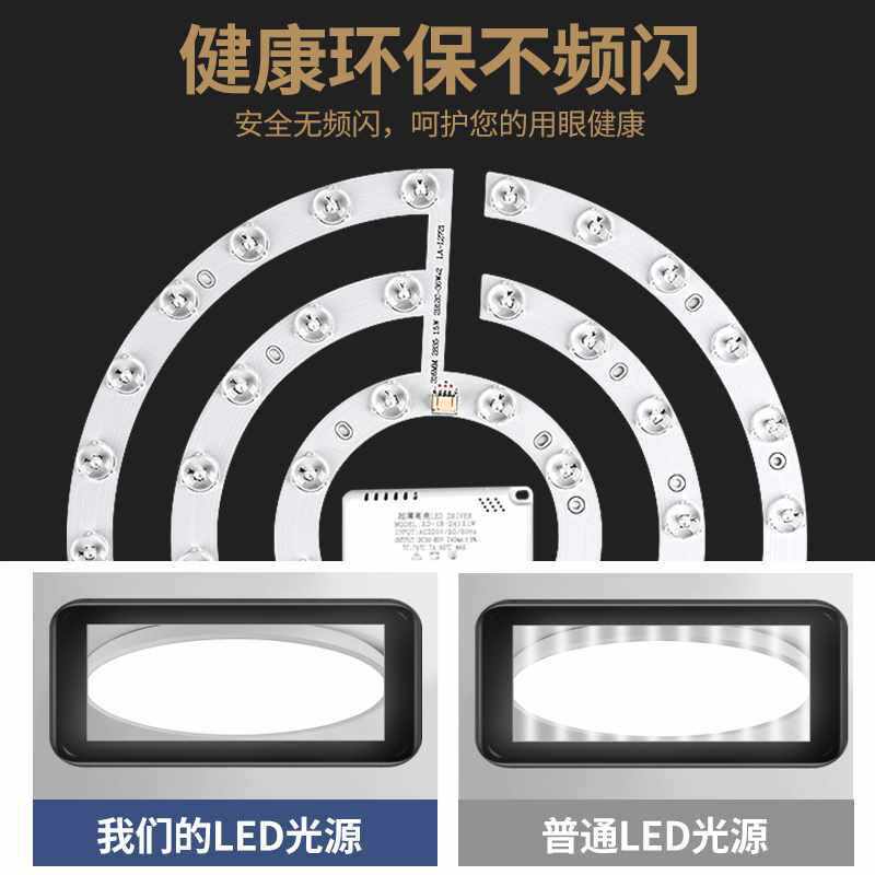 ?风扇灯led灯芯餐厅吊扇灯配件电扇吊灯蚊香螺旋三色变光灯带光