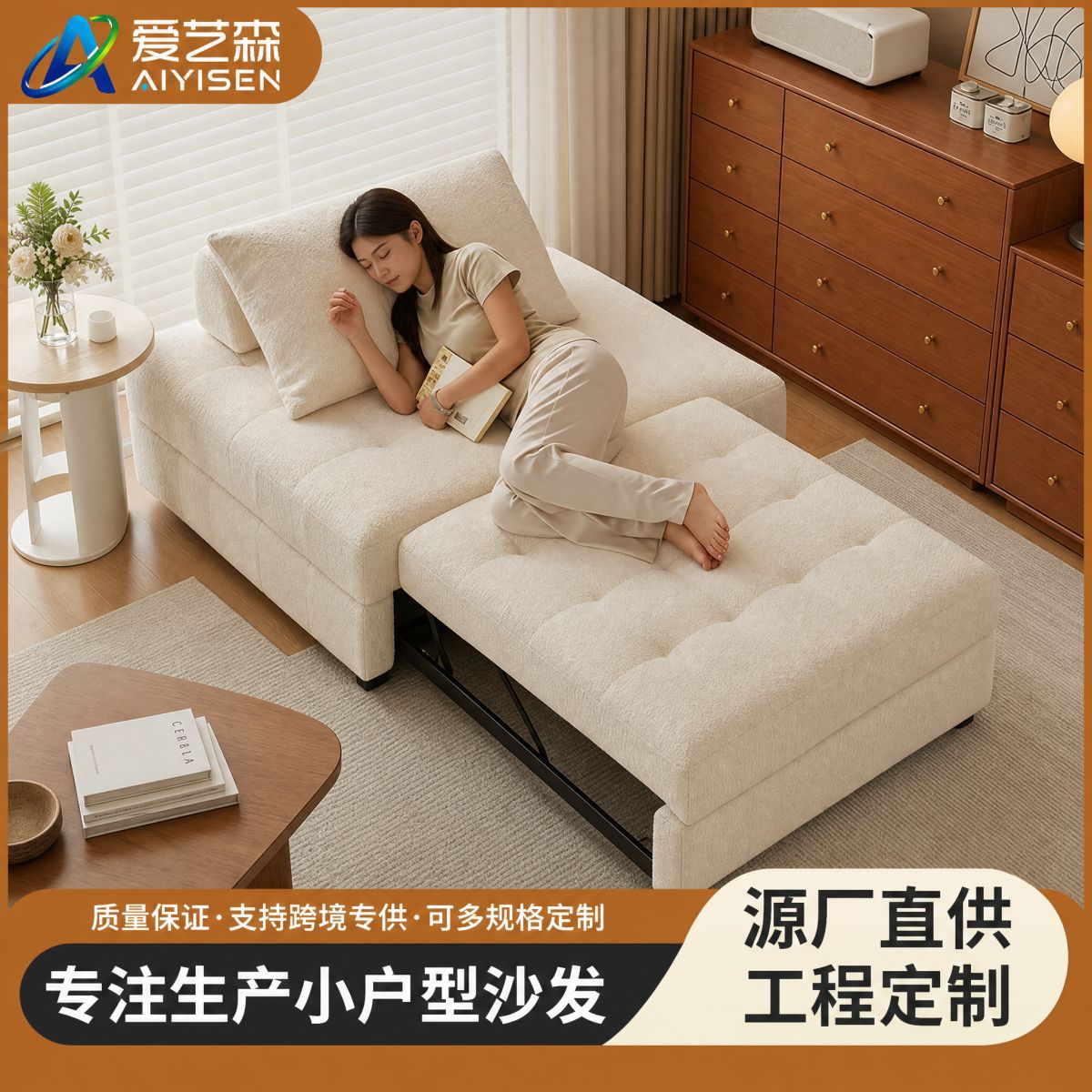 单人沙发床折叠两用2026新款小户型客厅多功能二合一抽拉伸缩沙发