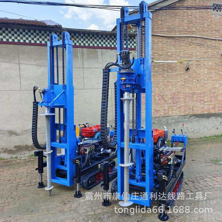 电动光伏发电地基打桩机小型便携式钻桩机打立式支架护栏螺旋桩