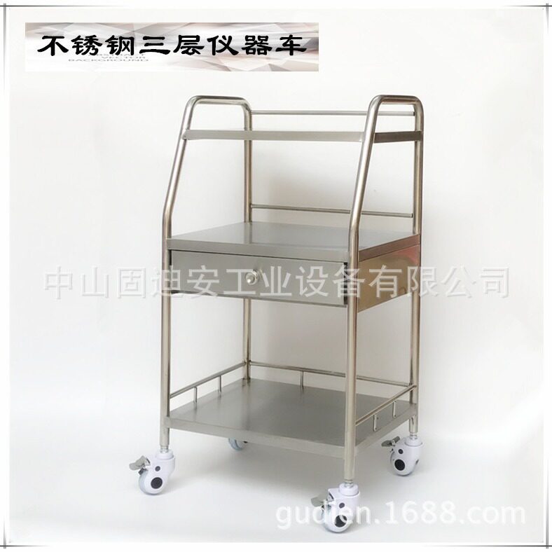 不锈钢仪器车三层推车医院用手推车护士车教授车麻醉车急救车