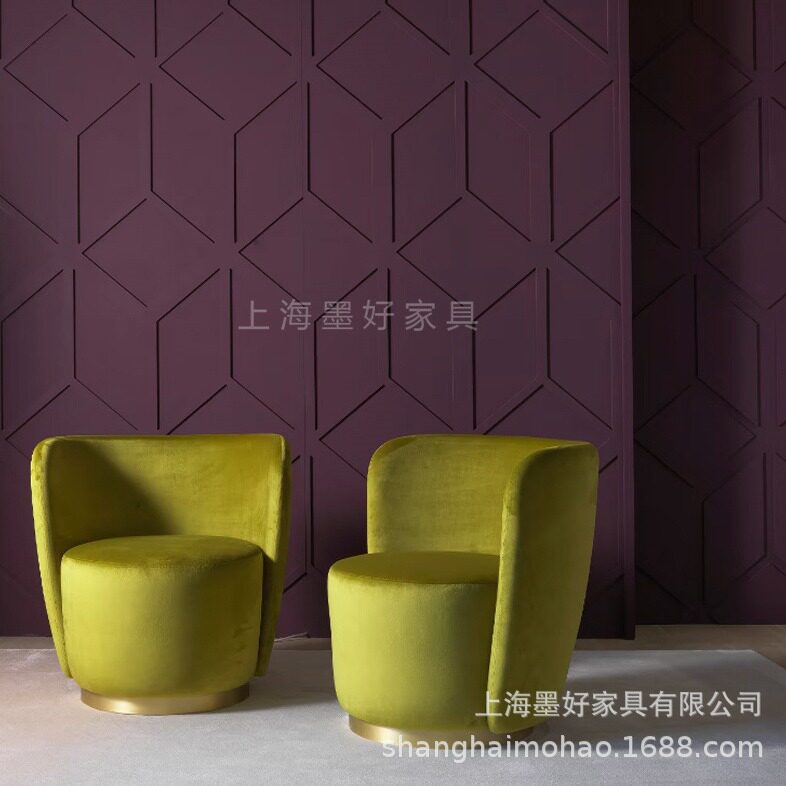现代简约设计师别墅样板间民宿售楼处美式轻奢网红布艺单人沙发椅