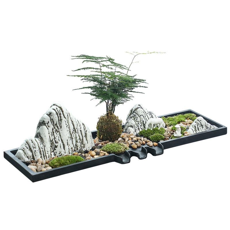 简约创意乌金石假山鱼缸循环鱼池喷水流水器水景摆件装饰造景配件