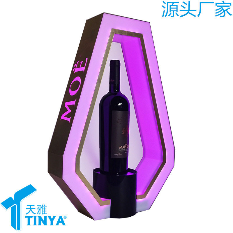 亚克力O型led发光红酒展台 有机玻璃创意酒水吧台展示道具批发