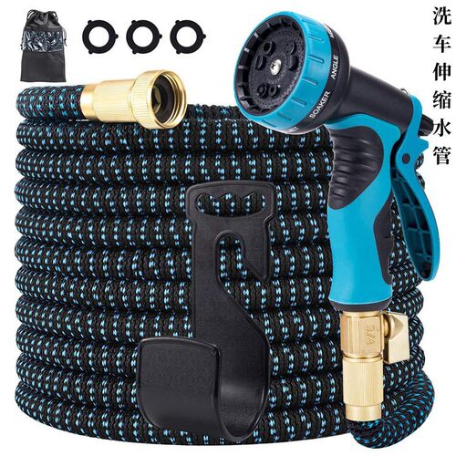 C热销跨境hose3倍伸缩水管花园浇花软管多功能家用高压洗车水枪