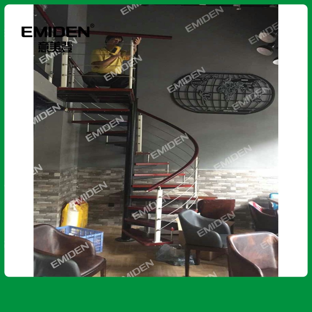 复式家用室内钢木旋转楼梯安装工程实例/阁楼楼梯/公寓成品楼梯