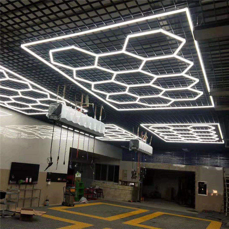 跨境蜂窝灯110V六角形LED车库灯4S汽车美容工位灯贴膜洗车灯