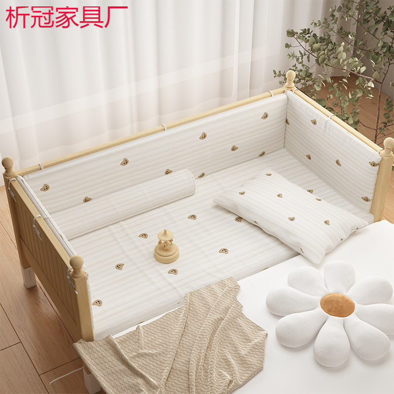 儿童实木拼接床可调高加宽家用