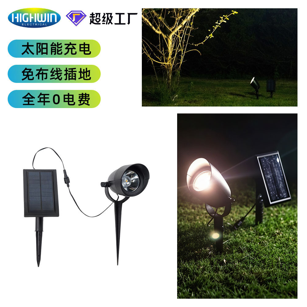 太阳能一拖二地插草坪射灯