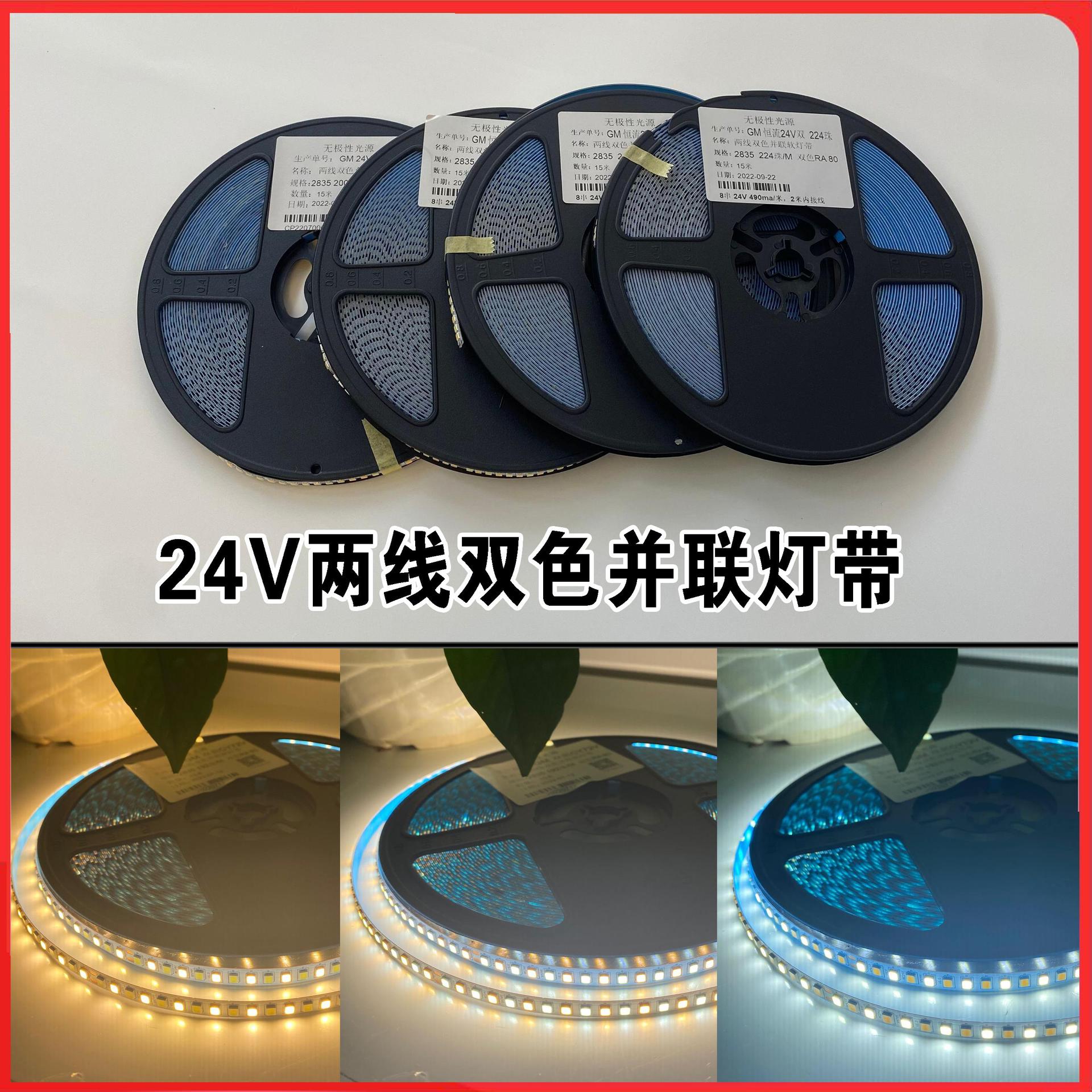格美24V并联双色灯带 吊灯北欧灯光源灯带 低压24V双色两线并联
