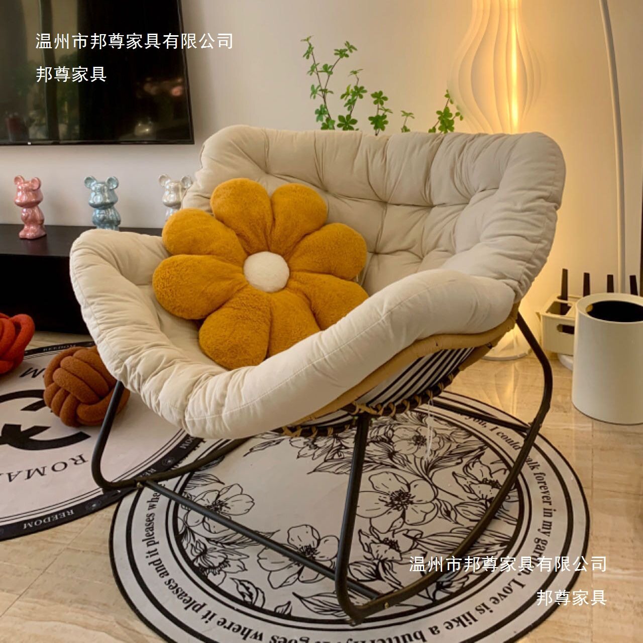 懒人鸟窝摇摇椅躺椅阳台家用休闲单人沙发客厅轻奢摇椅成人可睡觉