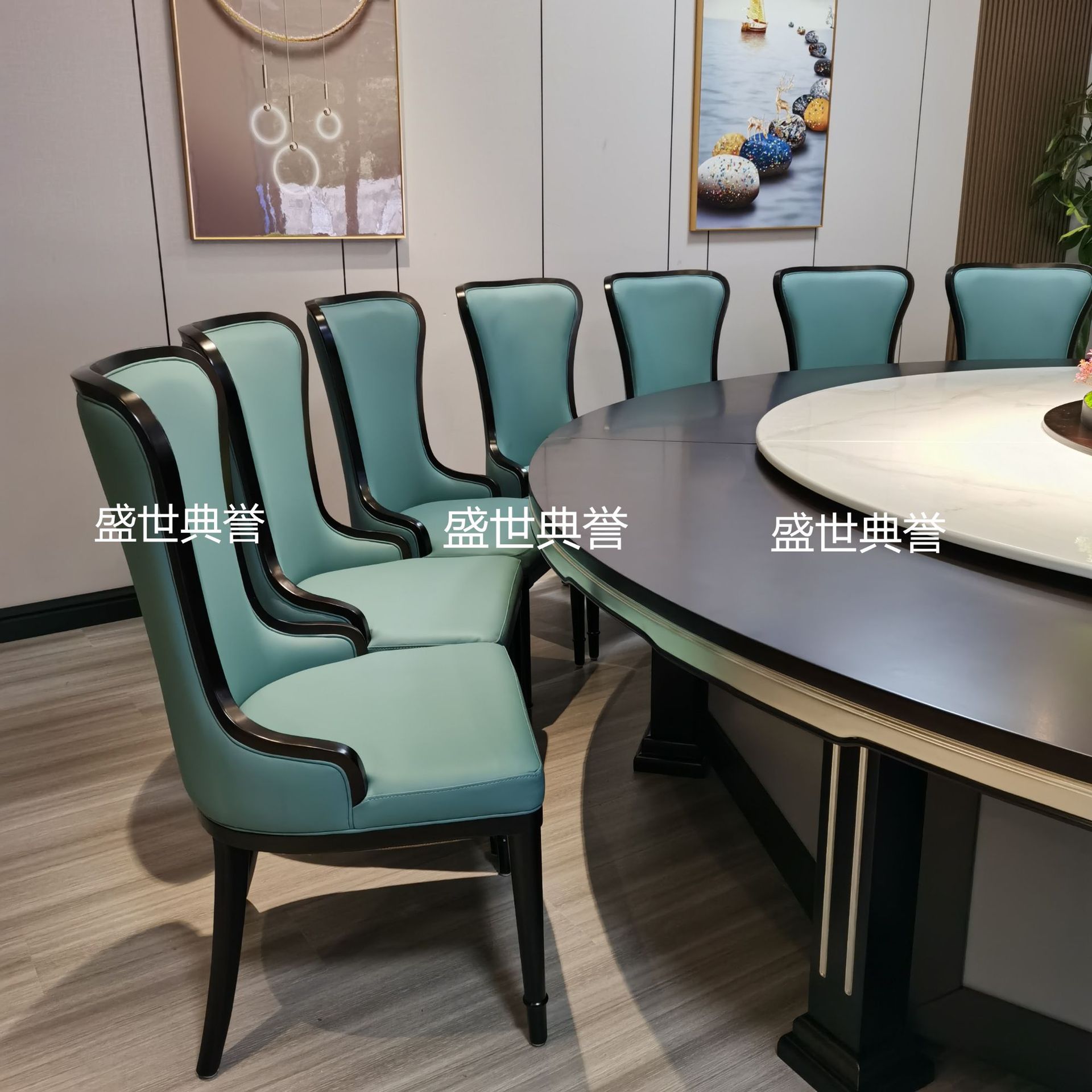 合肥星级酒店实木餐桌椅宴会中心包厢现代轻奢餐椅高端会所实木椅