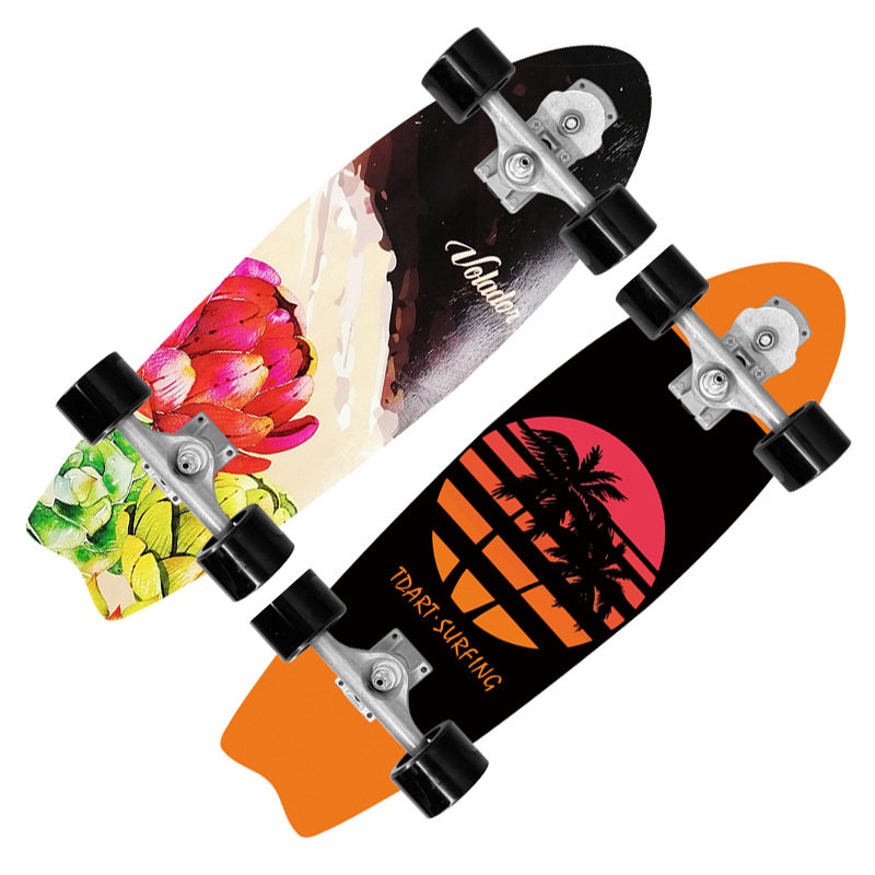 陆地冲浪板滑板S7桥32英寸刷街燕尾板冲浪滑雪练习板skateboard