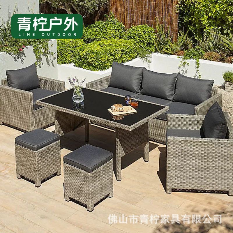 户外藤编桌椅沙发组合阳台花园庭院别墅露台凉亭户外家具收纳桌椅