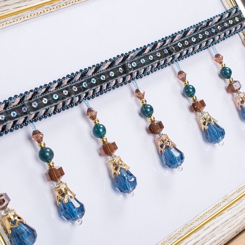 窗帘珠子花边水晶珠子家具软装装饰吊珠吊穗流苏布艺装饰窗帘配件