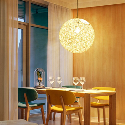 麻球吊灯客厅吊灯餐厅藤艺球手工球吧台创意艺术麻线灯具鸟巢灯