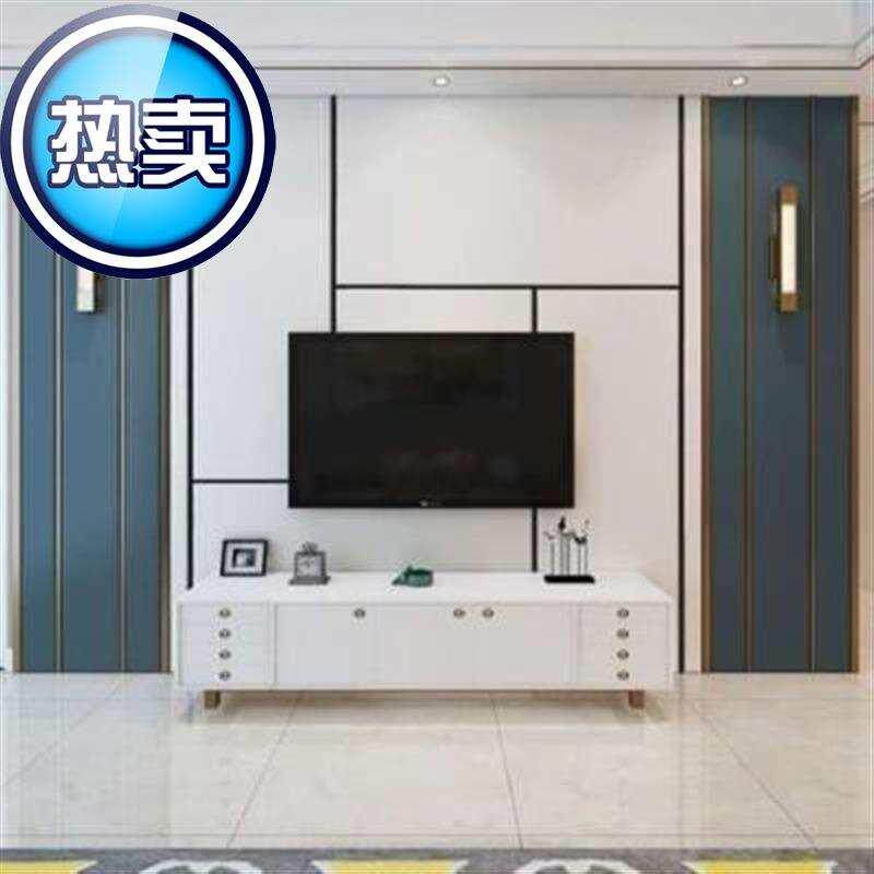 极速硬包电视背景墙l客厅现代简约镶嵌金属边框卧室床头软包背景