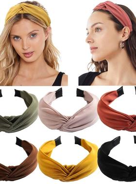 2021 Non-slip Resilience Retro Solid Wide Headband Hair Band