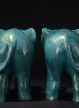 极速铜金岁月黄铜大象摆件新中式玄关客厅博古架办公室乔迁送礼工