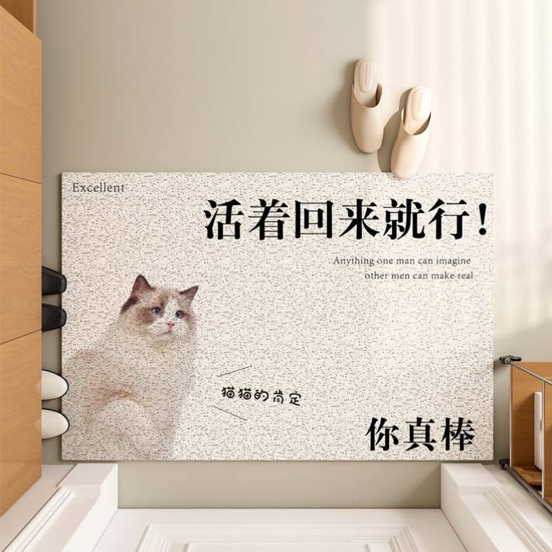 活着回来就行地毯养猫专用欢迎回家地垫子猫咪地毯入户门脚垫室内