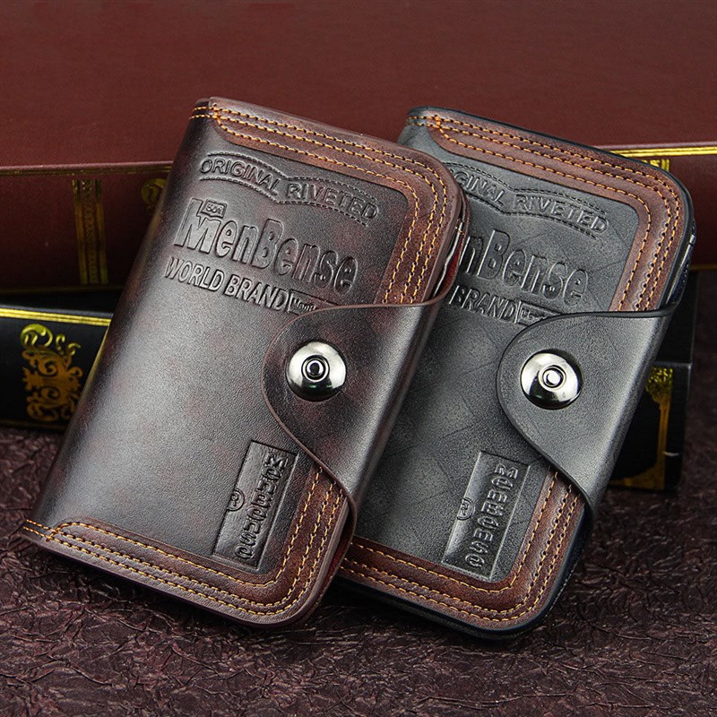 Vintage mens Wallet Magnet Hook Three Fold Wallets For Man
