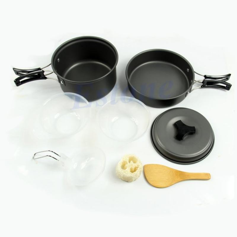 8Pcs Ptable Outdo Cooking Set Camping Hiking Cookware Picnic