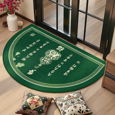 朝东朝南门开运招财半圆地垫绿色风水地毯入户门防滑除尘蹭脚垫厚
