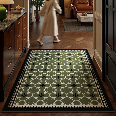 绿色地垫入户门垫进门皮革美式复古玄关地毯门口耐脏免洗pvc脚垫