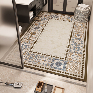 美式浴室满铺地垫卫生间入户门口吸水速干脚垫干区洗手台防滑地毯