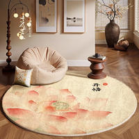 New Chinese-style lotus leaf round carpet, green lotus seat cushion, bedroom bedside blanket, living room sofa, Zen-inspired irregular floor mat thumbnail 4