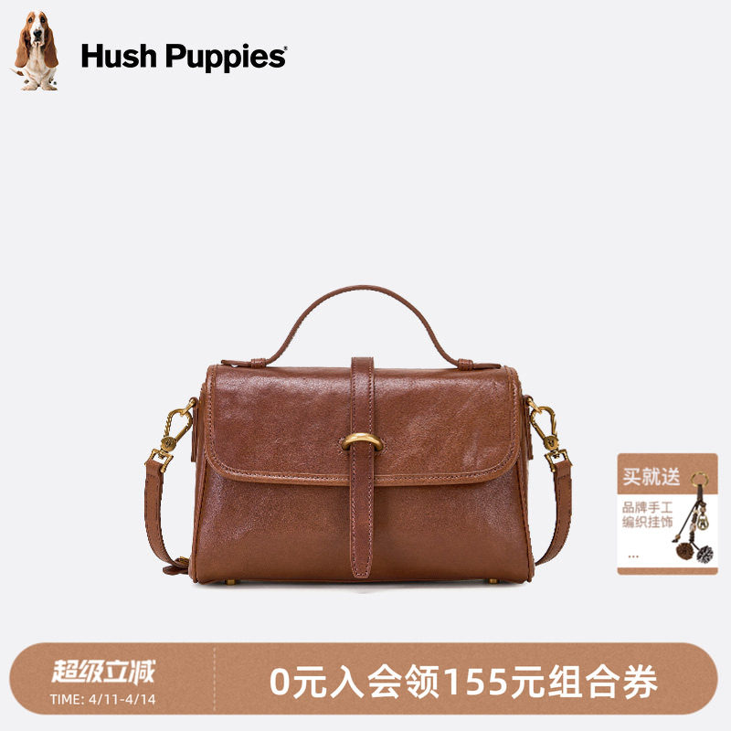 暇步士女包植鞣牛皮手提包女真皮复古通勤邮差包大容量单肩斜挎包