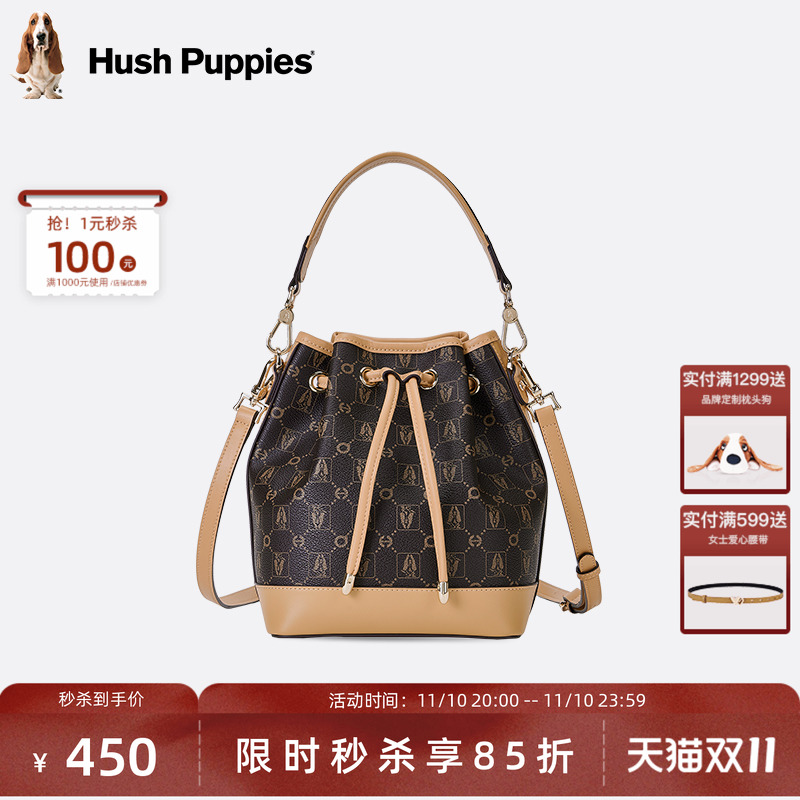 暇步士女包老花复古大容量水桶包