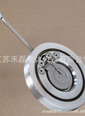 单瓣旋启式止回阀H74W超薄型对夹式6PN10竖装圆片单板翻板氟橡胶