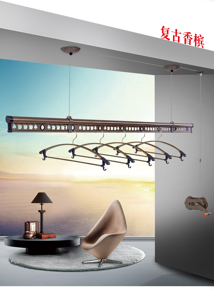 升降晾衣架  室内阳台手摇晾衣架单杆式双杆式晒衣架凉衣架明之满