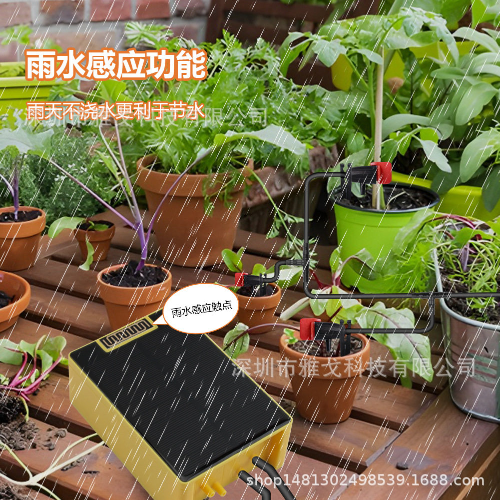 太阳能雨水感应器双泵自动浇水果园花园智能灌溉水阀控制器定时器