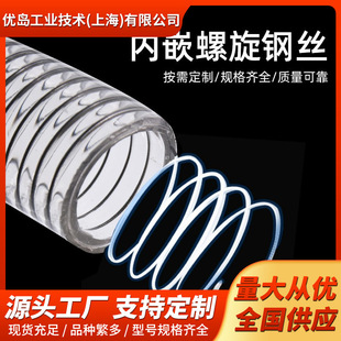 pu钢丝软管透明吸尘管304不锈钢丝PU管DN25/32mm食品级钢丝软管