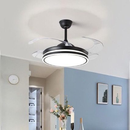 简约大方一体隐形风扇灯现代变频吊扇灯LED客厅卧室餐厅吸顶吊灯