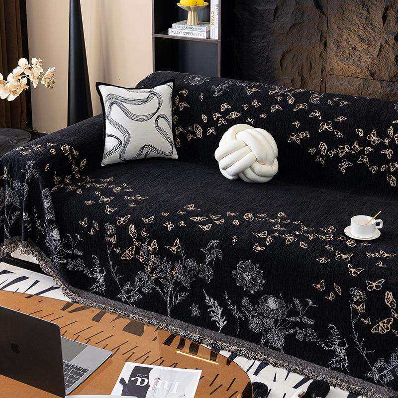 新款现代轻奢皮沙发巾四季通用简约高端盖布防滑雪尼尔坐垫套罩巾