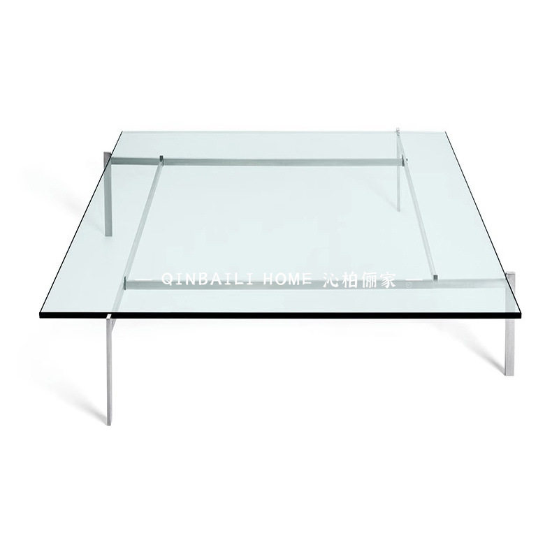 北欧经典茶几简约现代设计钢化玻璃不锈钢金属创意网红轻奢桌子