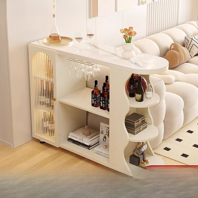 奶油吧台桌子靠墙家用酒柜实