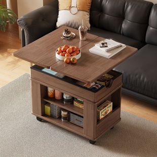 实木折叠茶几茶桌可升降小户型客厅家用沙发边柜可移动小推车边几