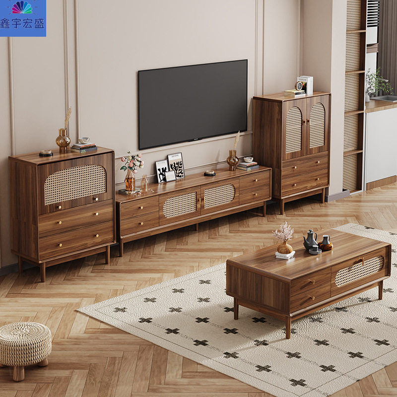 实木框复古简约藤编电视柜中式北欧小户型客厅家用茶几电视柜组合,橡塑材料及制品,其他塑料制品,淘宝优惠券,粉丝福利购,淘宝优惠卷