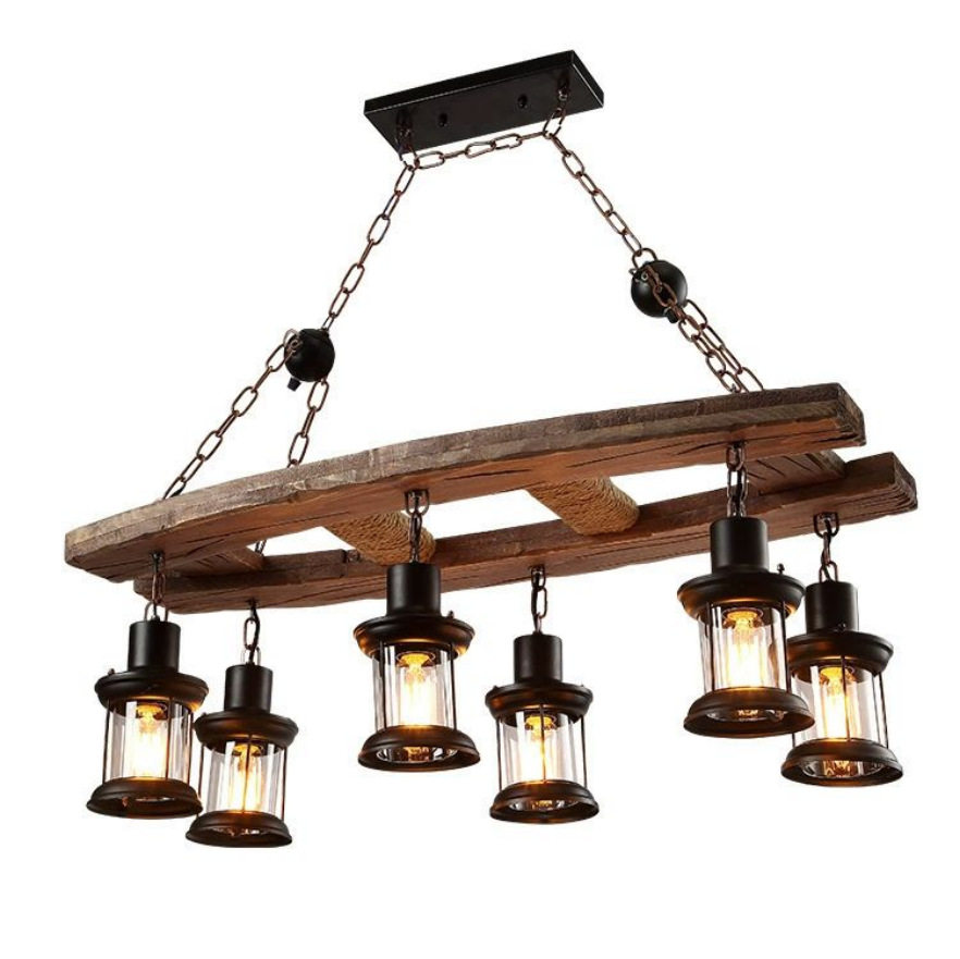 美式复古船木吊灯工业风创意网咖酒吧装饰美发店餐厅个性创意灯具