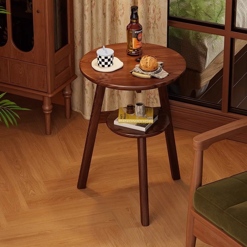 实木双层小圆桌小户型客厅沙发边几阳台复古小茶桌角几卧室床头桌,橡塑材料及制品,其他塑料制品,淘宝优惠券,粉丝福利购,淘宝优惠卷