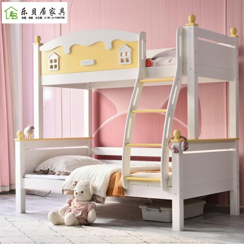 实木上下床双层床子母床儿童上下铺带护栏实木组合高低床工厂批发